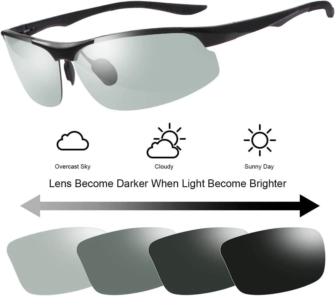 YIMI Men Photochromic Polarized Sports Sunglasses Cycling Fishing Driving Glasses UV Protection Eyeglasses Anti Glare Eyewear