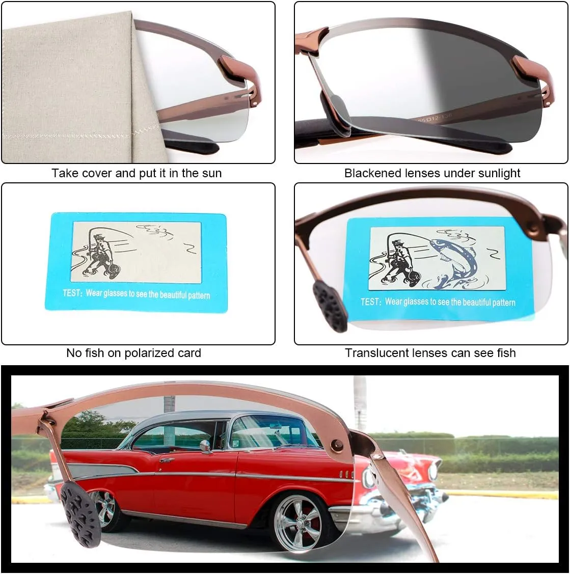 YIMI Men Photochromic Polarized Sports Sunglasses Cycling Fishing Driving Glasses UV Protection Eyeglasses Anti Glare Eyewear