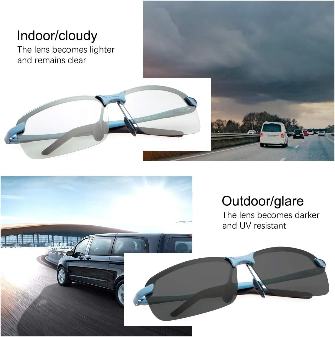 YIMI Men Photochromic Polarized Sports Sunglasses Cycling Fishing Driving Glasses UV Protection Eyeglasses Anti Glare Eyewear