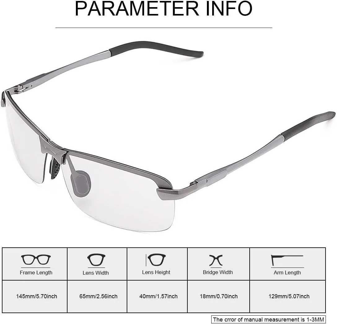 YIMI Men Photochromic Polarized Sports Sunglasses Cycling Fishing Driving Glasses UV Protection Eyeglasses Anti Glare Eyewear
