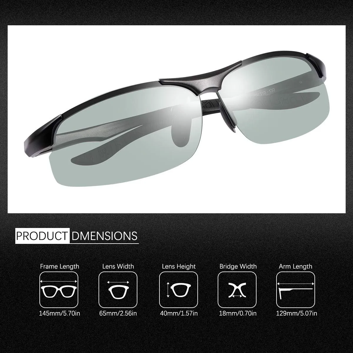 YIMI Men Photochromic Polarized Sports Sunglasses Cycling Fishing Driving Glasses UV Protection Eyeglasses Anti Glare Eyewear