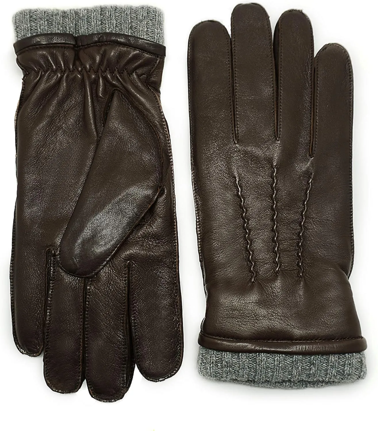 YISEVEN Men's Lambskin Leather Gloves Touchscreen