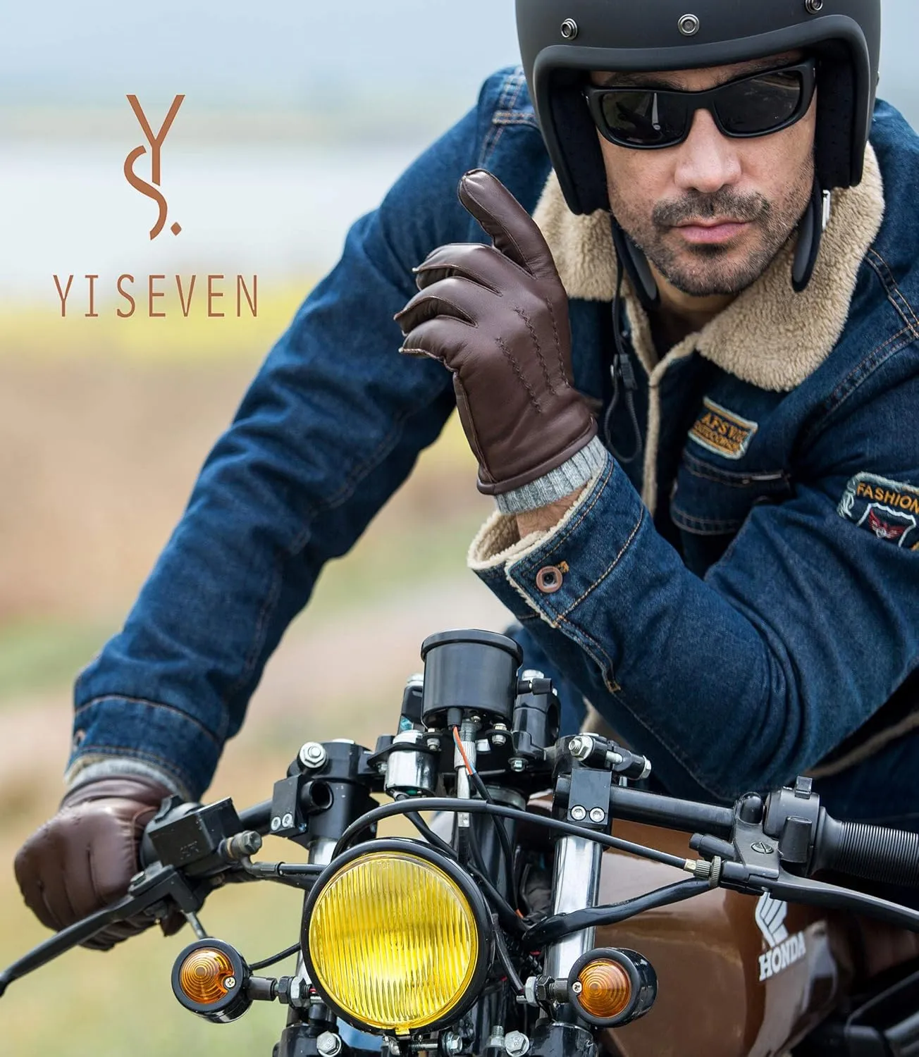 YISEVEN Men's Lambskin Leather Gloves Touchscreen