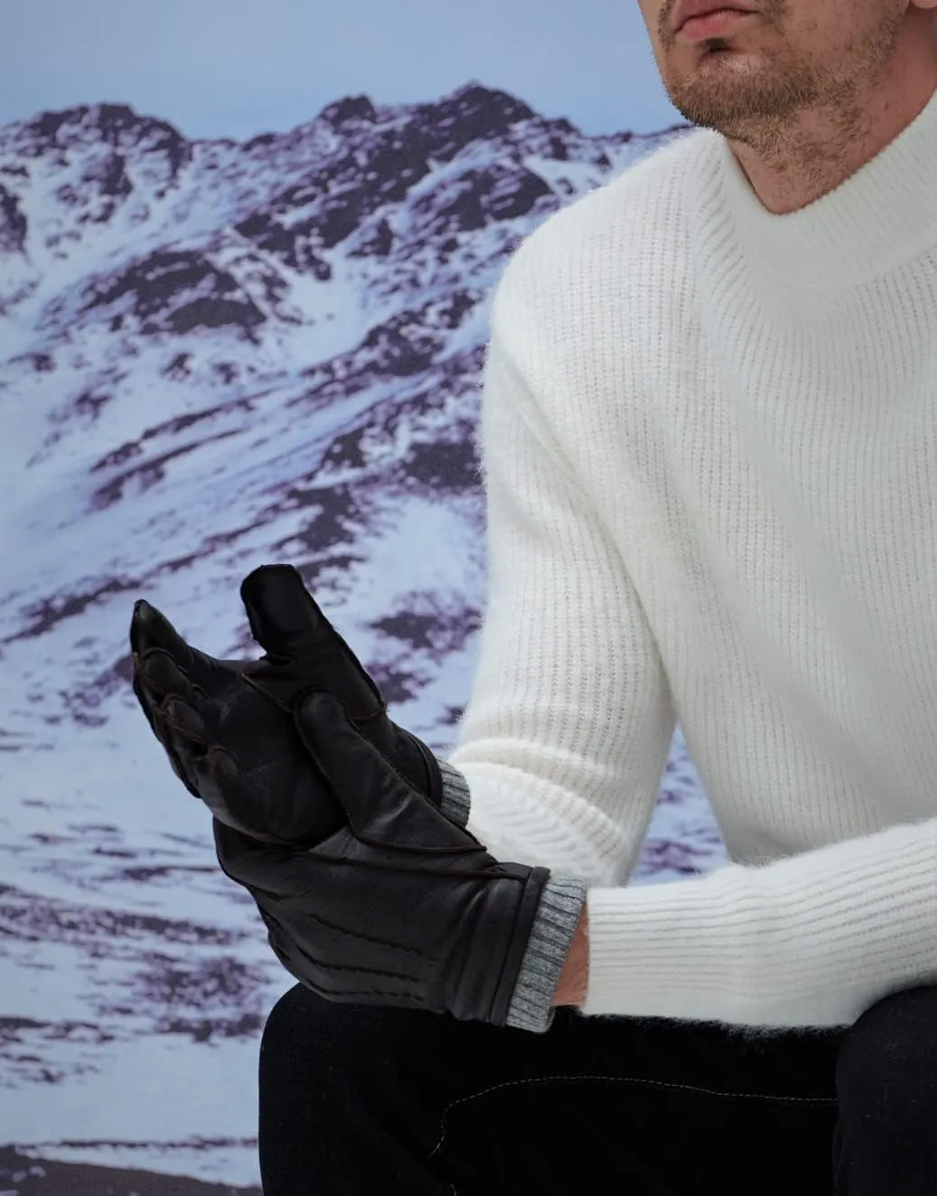 YISEVEN Men's Lambskin Leather Gloves Touchscreen