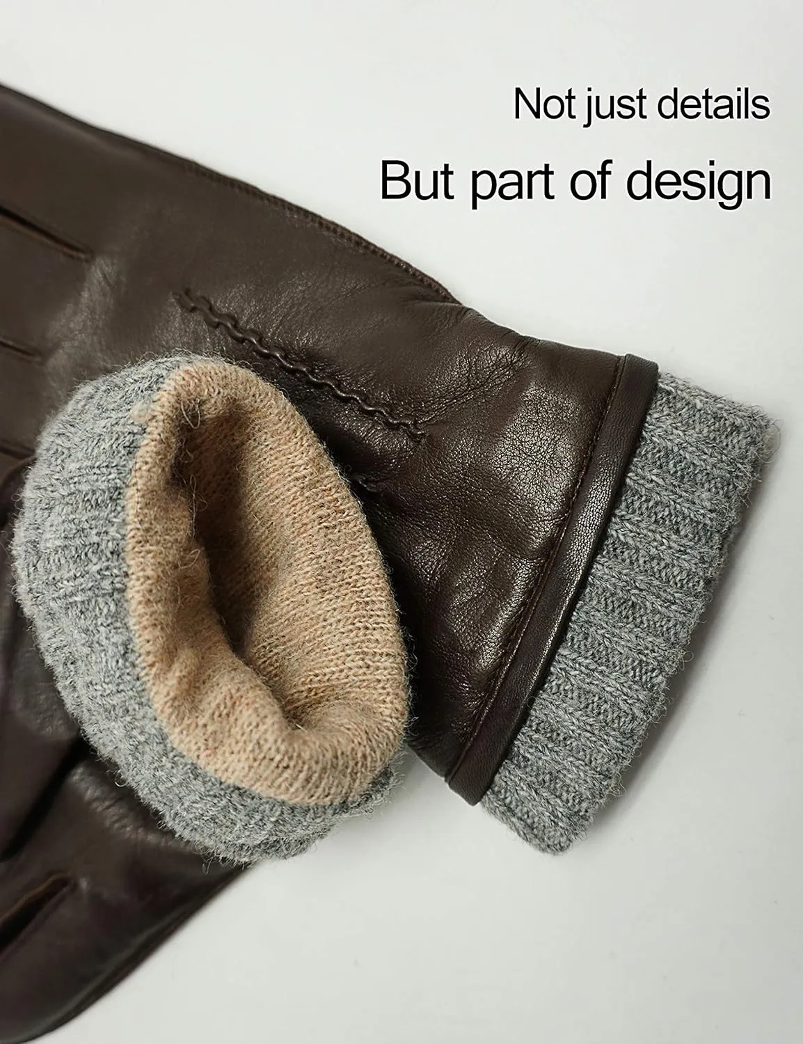 YISEVEN Men's Lambskin Leather Gloves Touchscreen