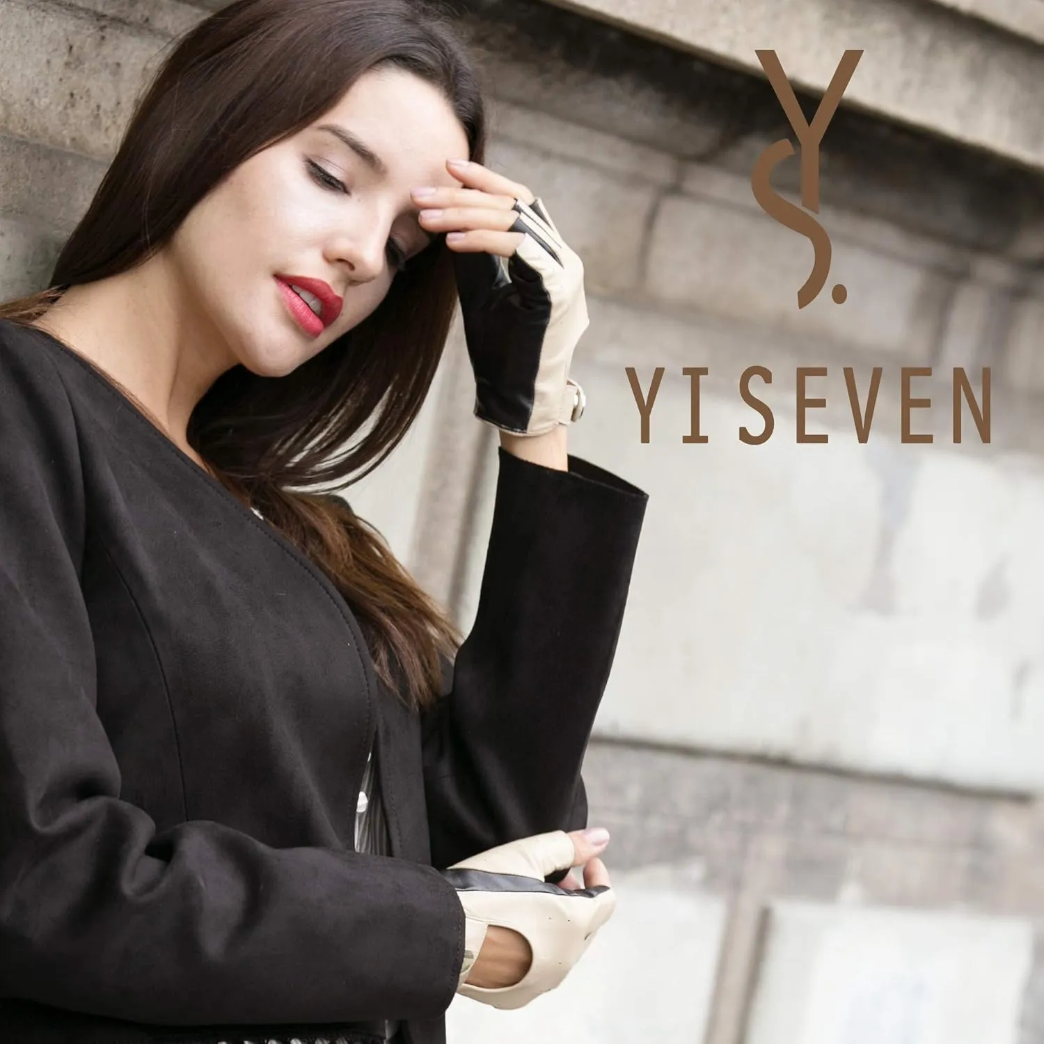 YISEVEN Women's Motorcycle Driving Fingerless Leather Gloves