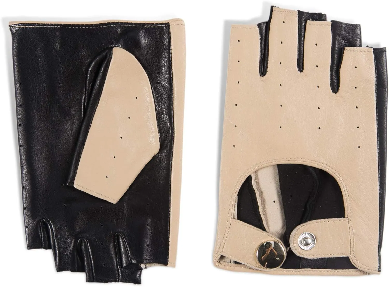 YISEVEN Women's Motorcycle Driving Fingerless Leather Gloves