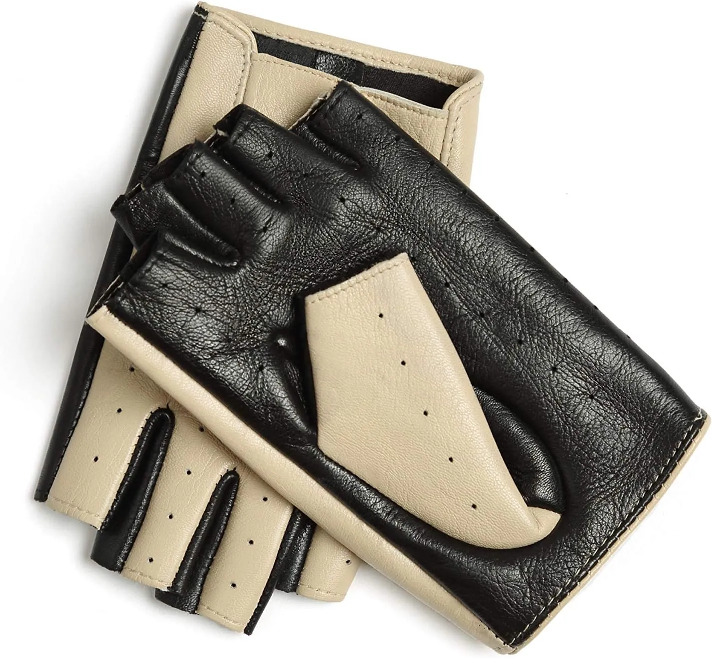YISEVEN Women's Motorcycle Driving Fingerless Leather Gloves