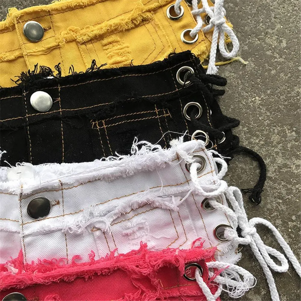 Yollmart Women Sexy Cut Off Low Waist Denim Jeans Shorts Mini Hot Pants
