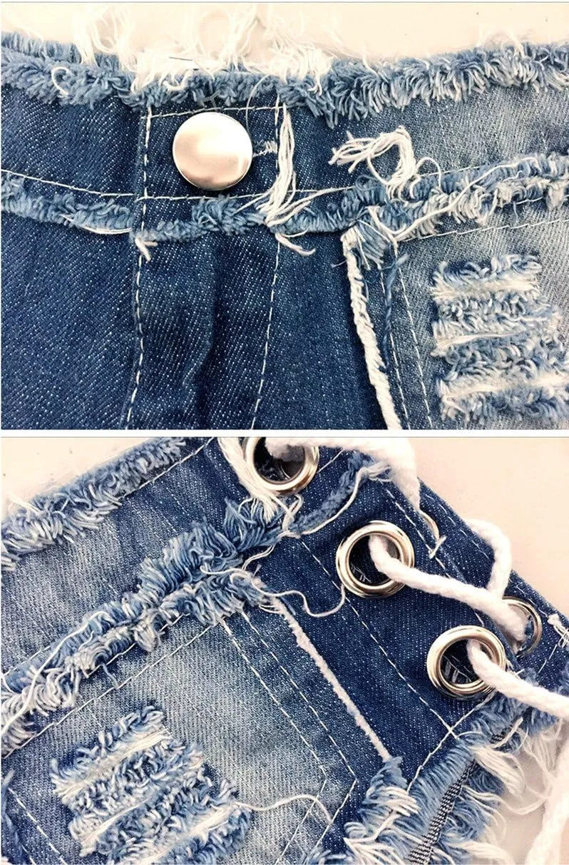 Yollmart Women Sexy Cut Off Low Waist Denim Jeans Shorts Mini Hot Pants
