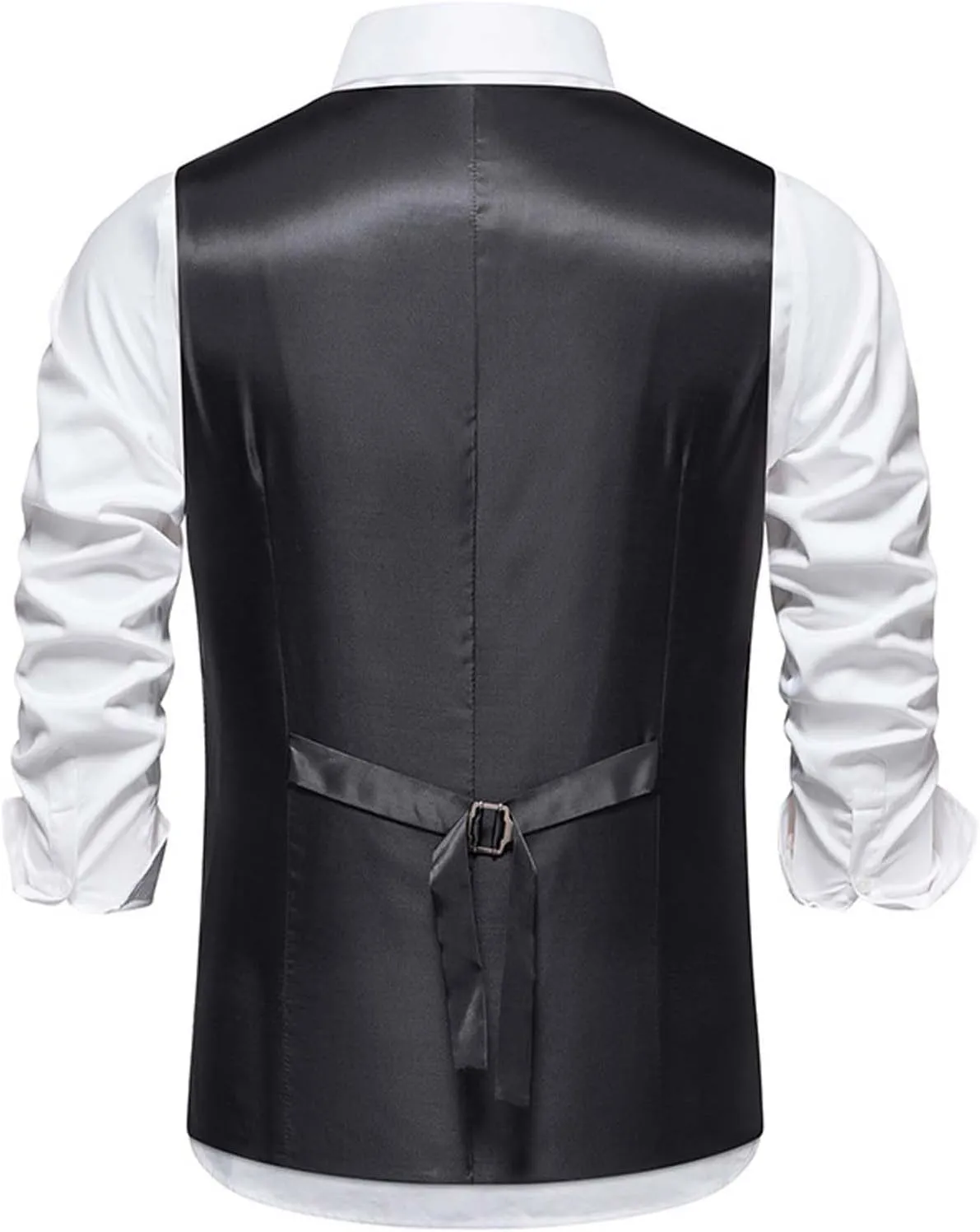 Zeiyignr Mens Business Casual Suit Vest V Neck Double Breasted Dress Vests Tweed Slim Fit Waistcoat for Wedding Formal Party