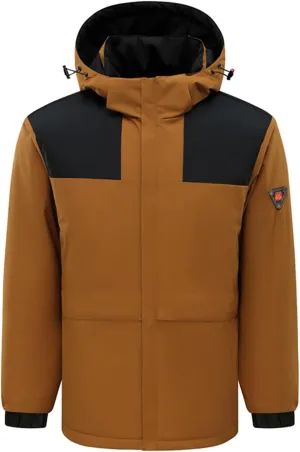 Zeiyignr Men's Waterproof Ski Jacket Winter Heated Jacket Snowboarding Jackets Mountain Windbreaker Hooded Raincoat Warm Coat