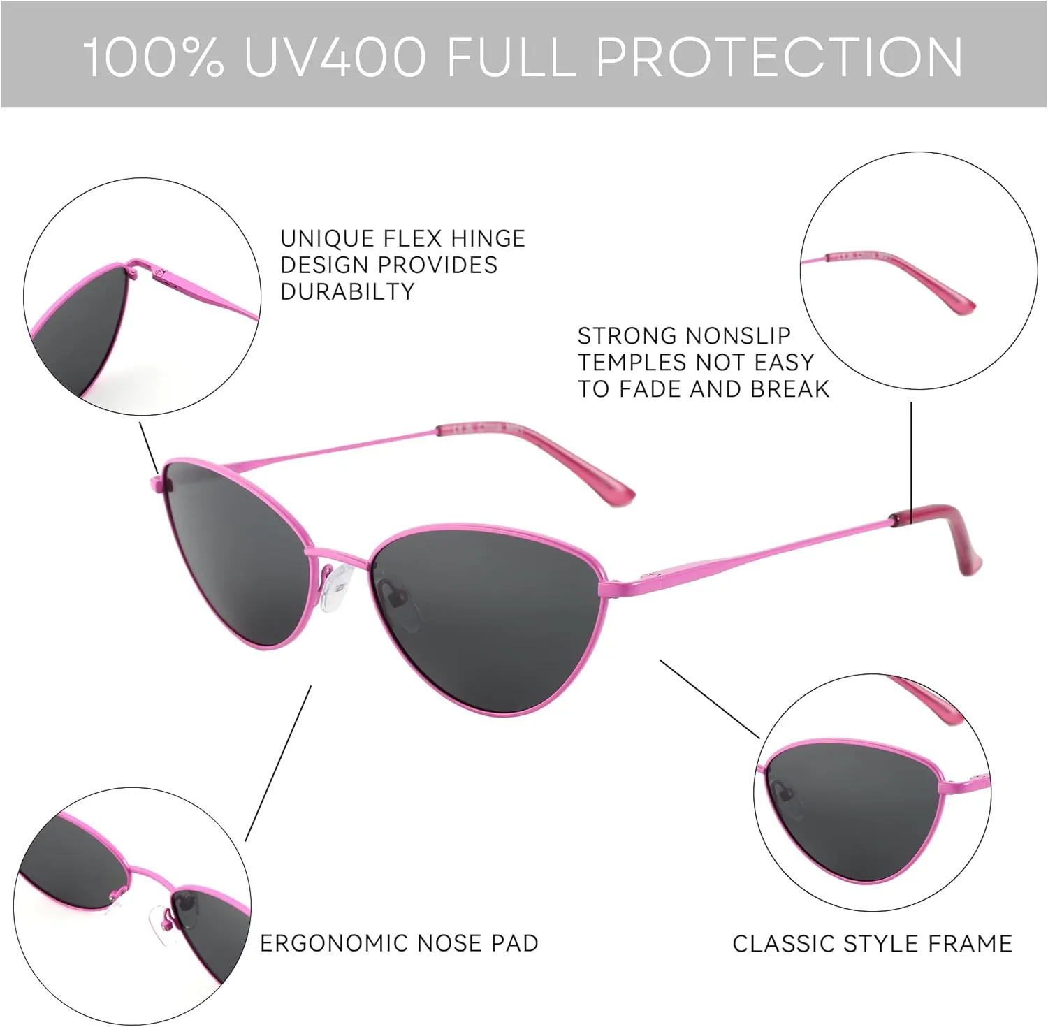 ZENOTTIC Cat Eye Sunglasses for Women UV400 Polarized Glasses Trendy Fashion Style Woman Sunglass