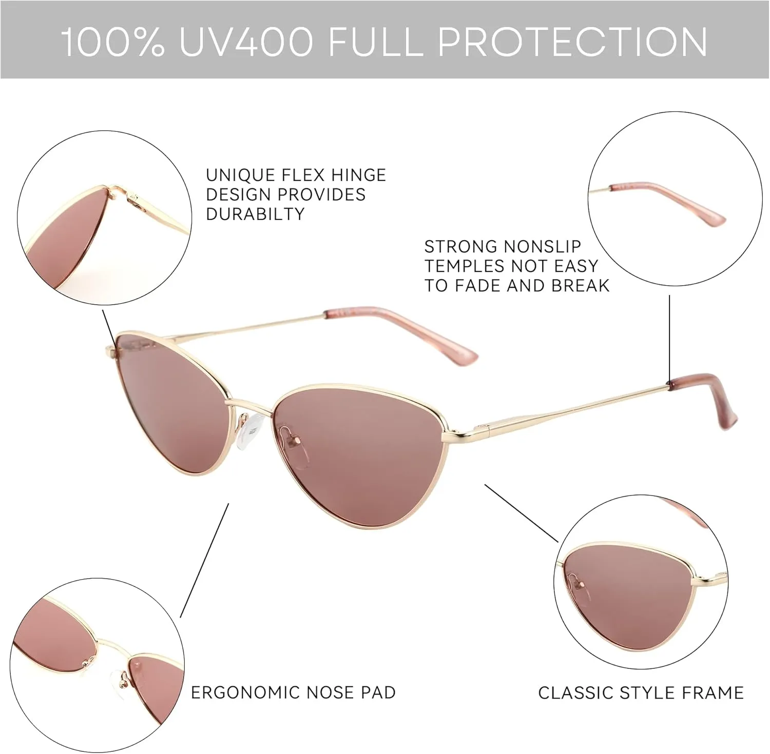 ZENOTTIC Cat Eye Sunglasses for Women UV400 Polarized Glasses Trendy Fashion Style Woman Sunglass