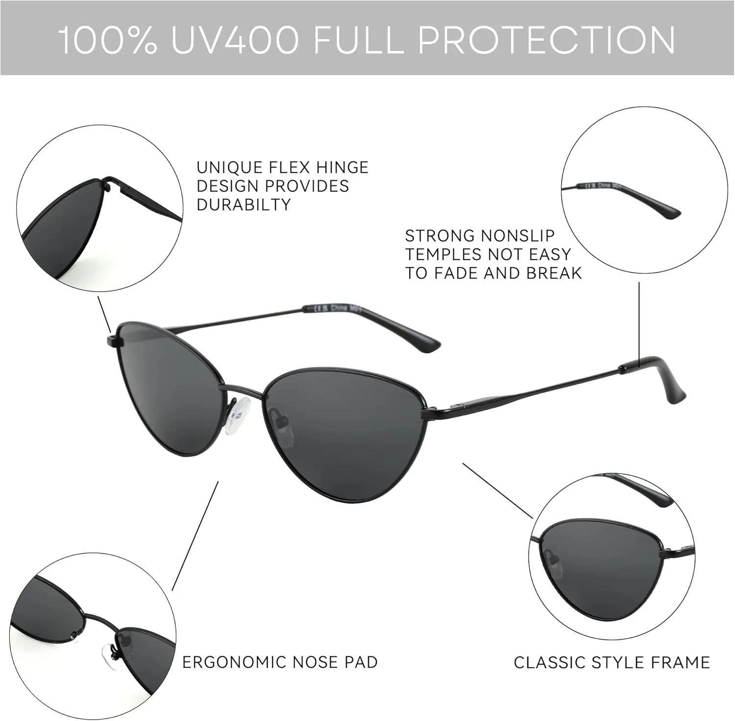 ZENOTTIC Cat Eye Sunglasses for Women UV400 Polarized Glasses Trendy Fashion Style Woman Sunglass