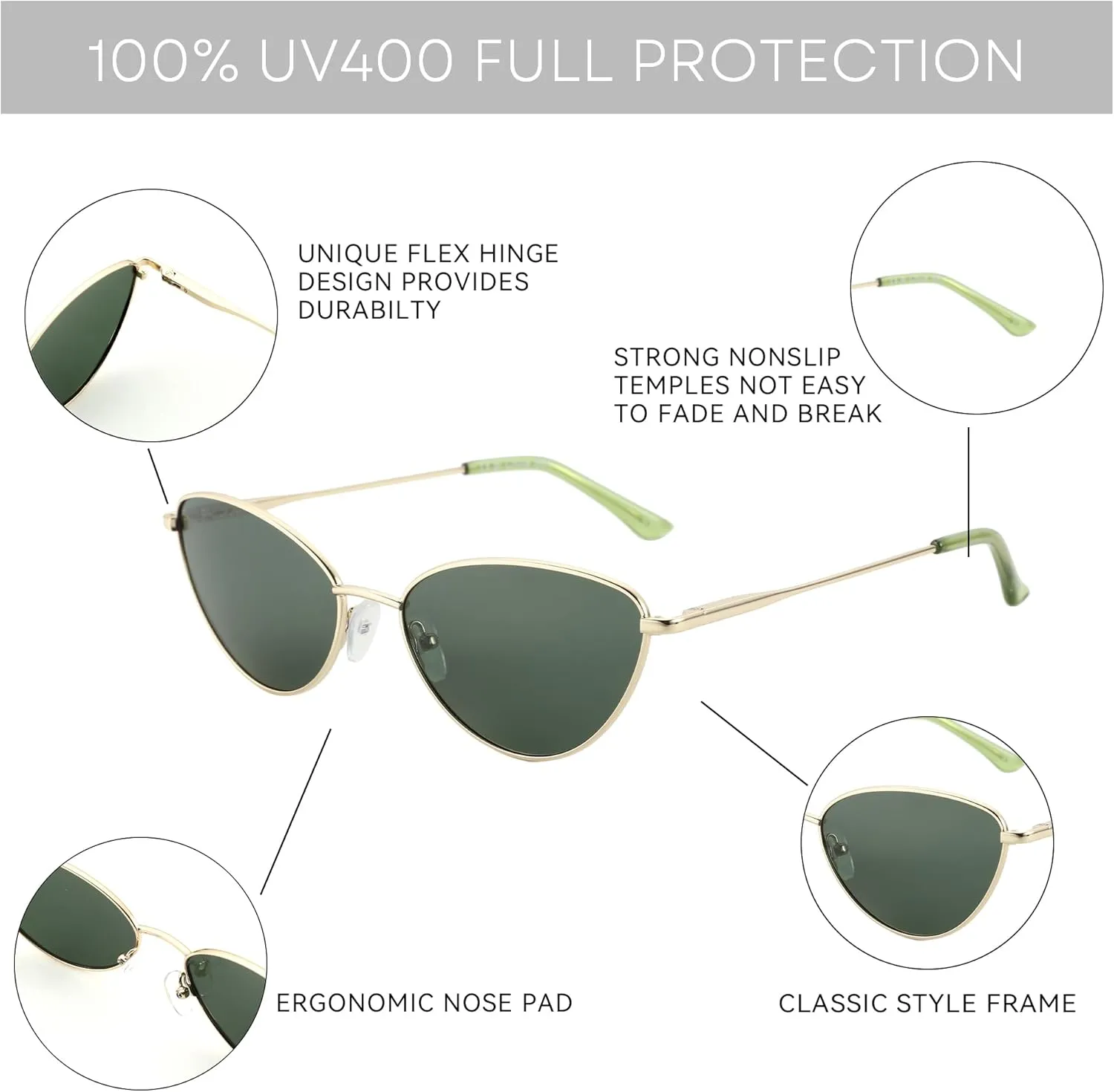 ZENOTTIC Cat Eye Sunglasses for Women UV400 Polarized Glasses Trendy Fashion Style Woman Sunglass