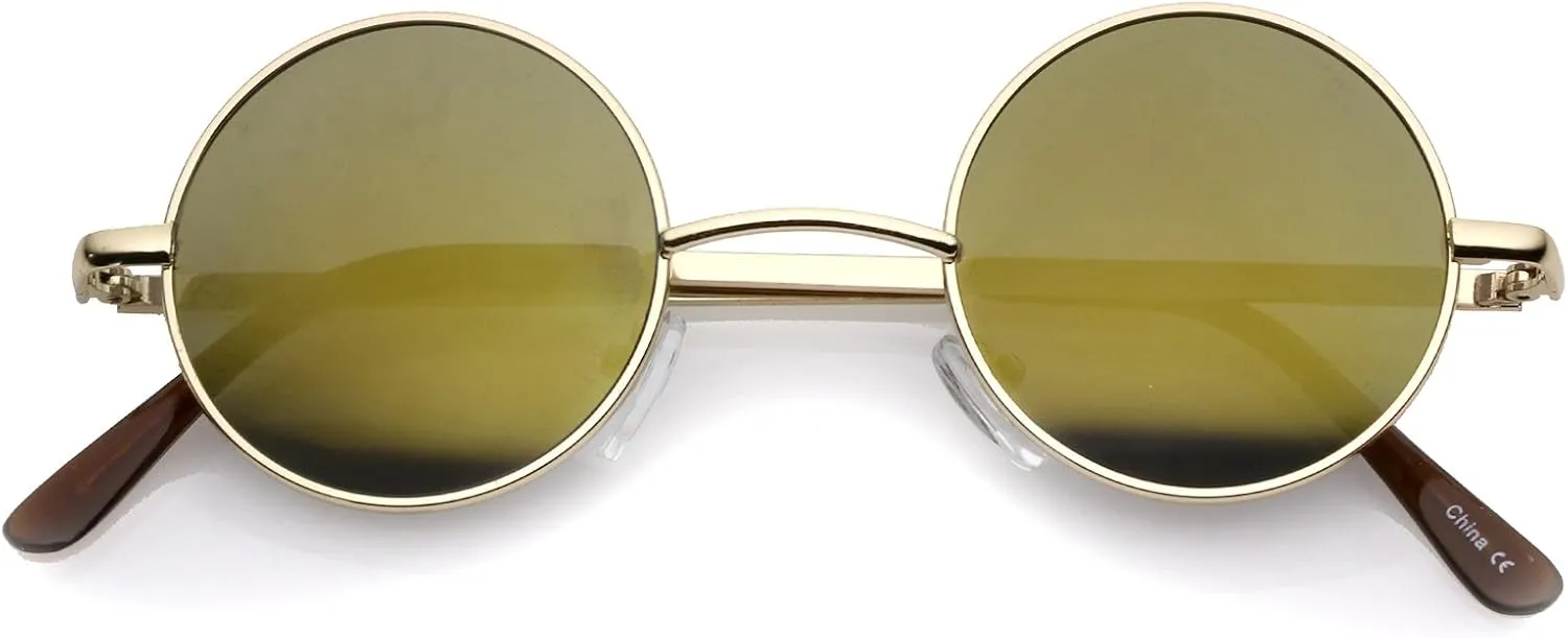 zeroUV - Retro Round Sunglasses for Men Women with Color Mirrored Lens Glasses 1409
