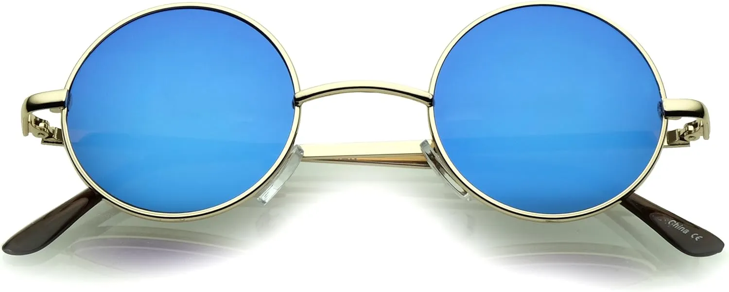 zeroUV - Retro Round Sunglasses for Men Women with Color Mirrored Lens Glasses 1409