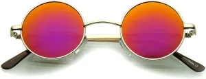 zeroUV - Retro Round Sunglasses for Men Women with Color Mirrored Lens Glasses 1409