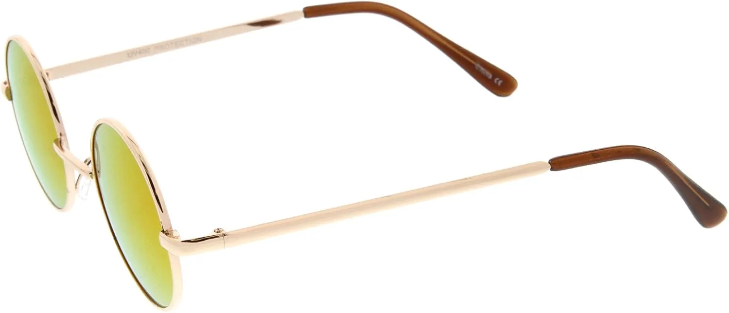 zeroUV - Retro Round Sunglasses for Men Women with Color Mirrored Lens Glasses 1409