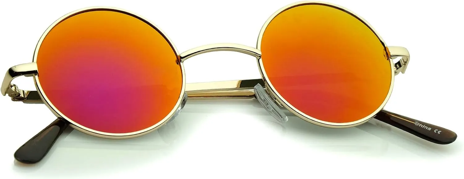 zeroUV - Retro Round Sunglasses for Men Women with Color Mirrored Lens Glasses 1409