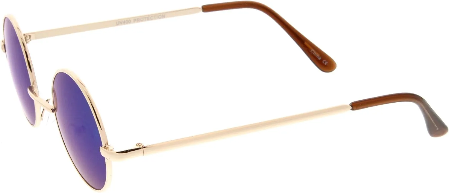 zeroUV - Retro Round Sunglasses for Men Women with Color Mirrored Lens Glasses 1409