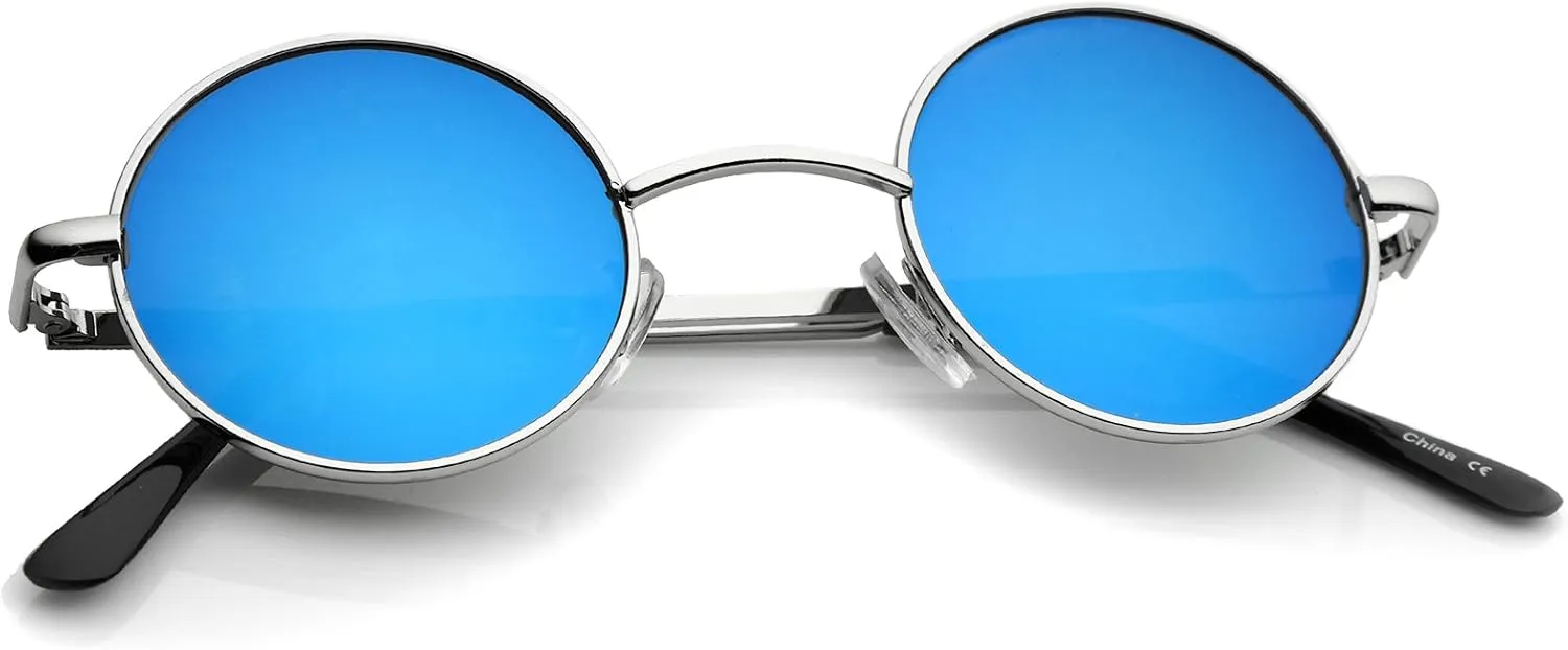 zeroUV - Retro Round Sunglasses for Men Women with Color Mirrored Lens Glasses 1409