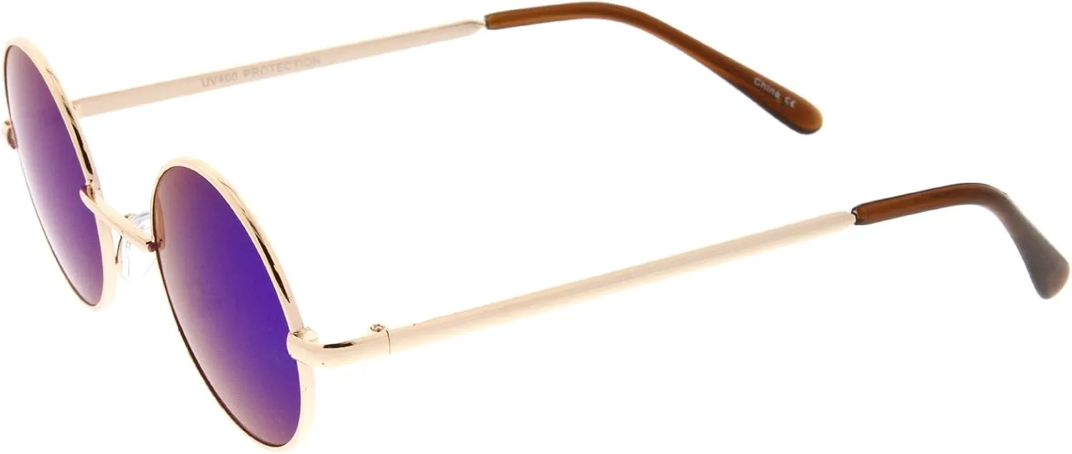 zeroUV - Retro Round Sunglasses for Men Women with Color Mirrored Lens Glasses 1409