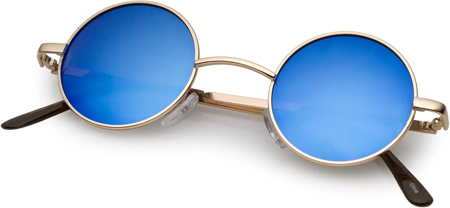 zeroUV - Retro Round Sunglasses for Men Women with Color Mirrored Lens Glasses 1409