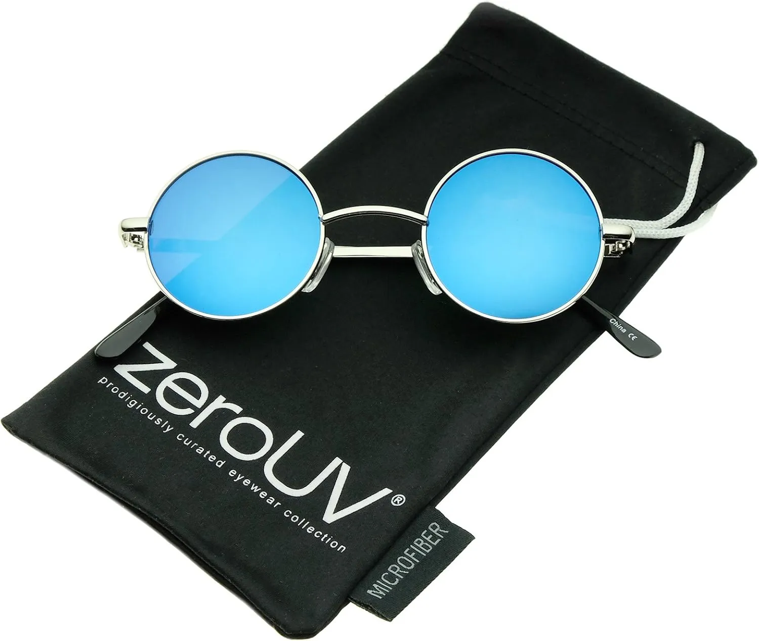 zeroUV - Retro Round Sunglasses for Men Women with Color Mirrored Lens Glasses 1409