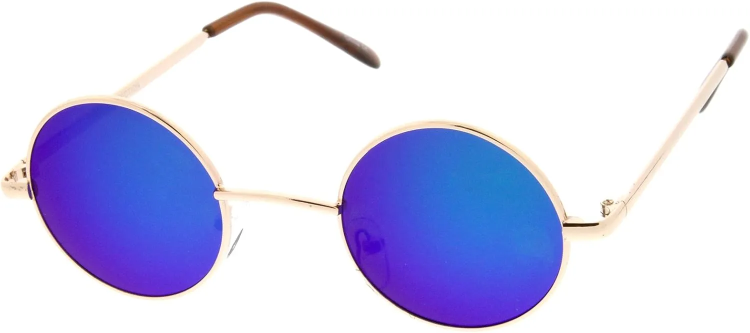 zeroUV - Retro Round Sunglasses for Men Women with Color Mirrored Lens Glasses 1409