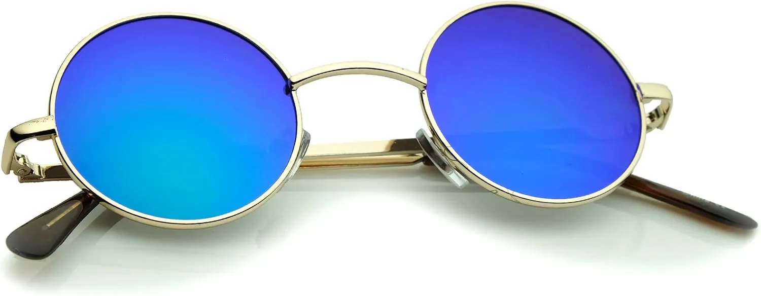 zeroUV - Retro Round Sunglasses for Men Women with Color Mirrored Lens Glasses 1409