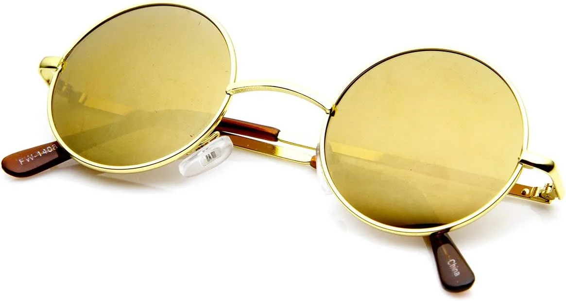 zeroUV - Retro Round Sunglasses for Men Women with Color Mirrored Lens Glasses 1409