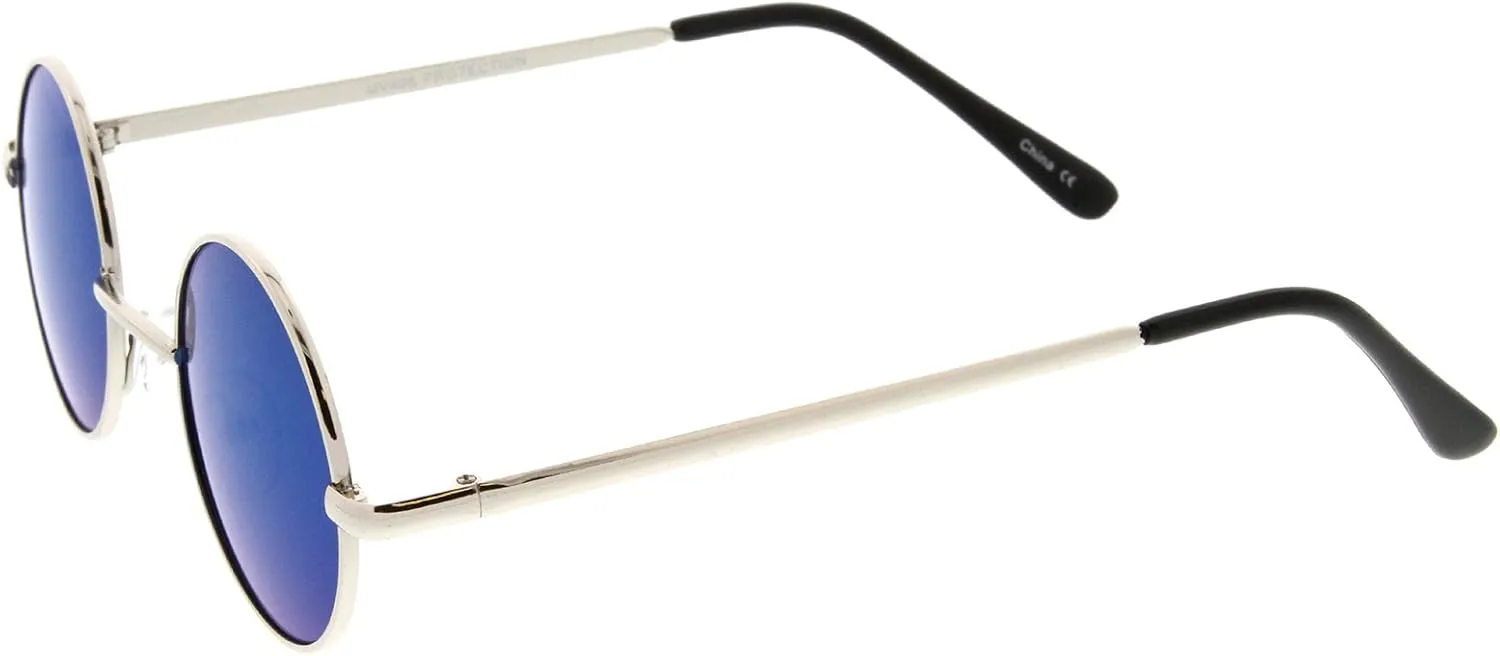 zeroUV - Retro Round Sunglasses for Men Women with Color Mirrored Lens Glasses 1409