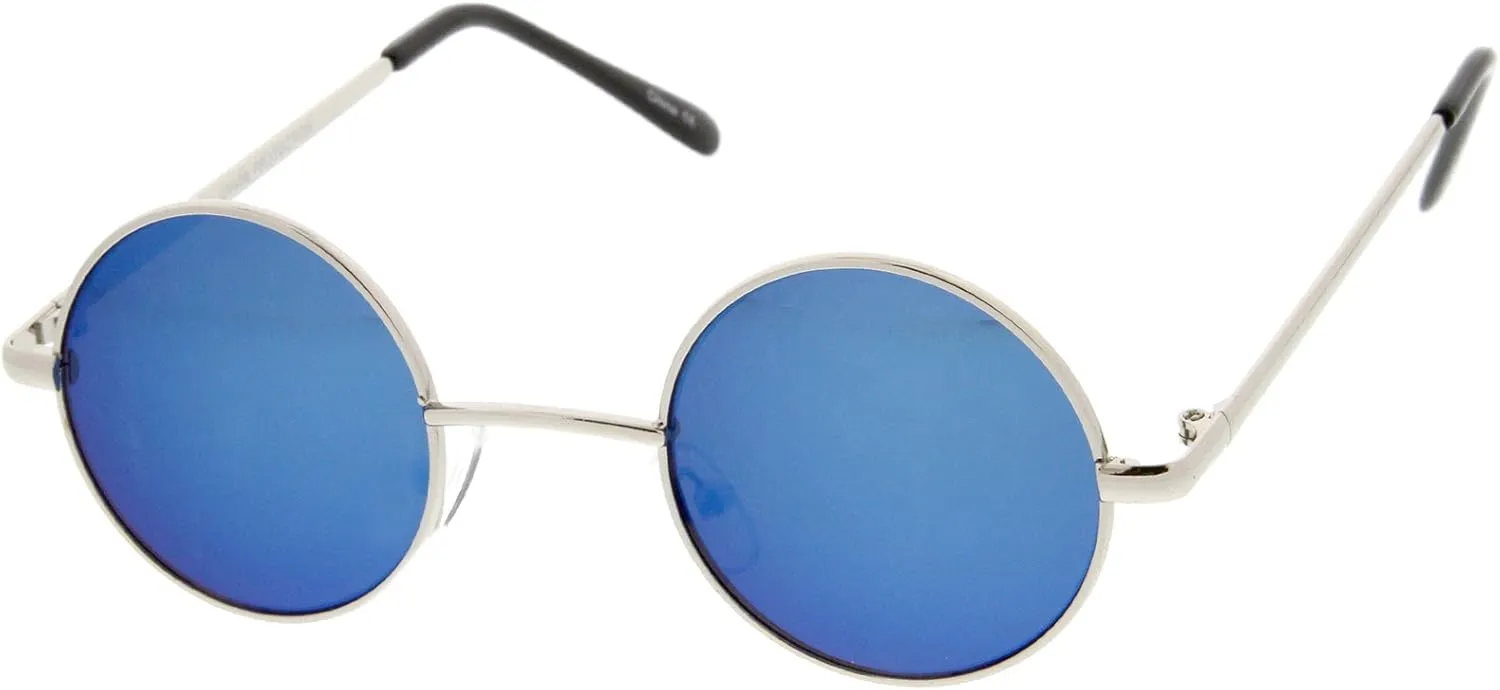 zeroUV - Retro Round Sunglasses for Men Women with Color Mirrored Lens Glasses 1409