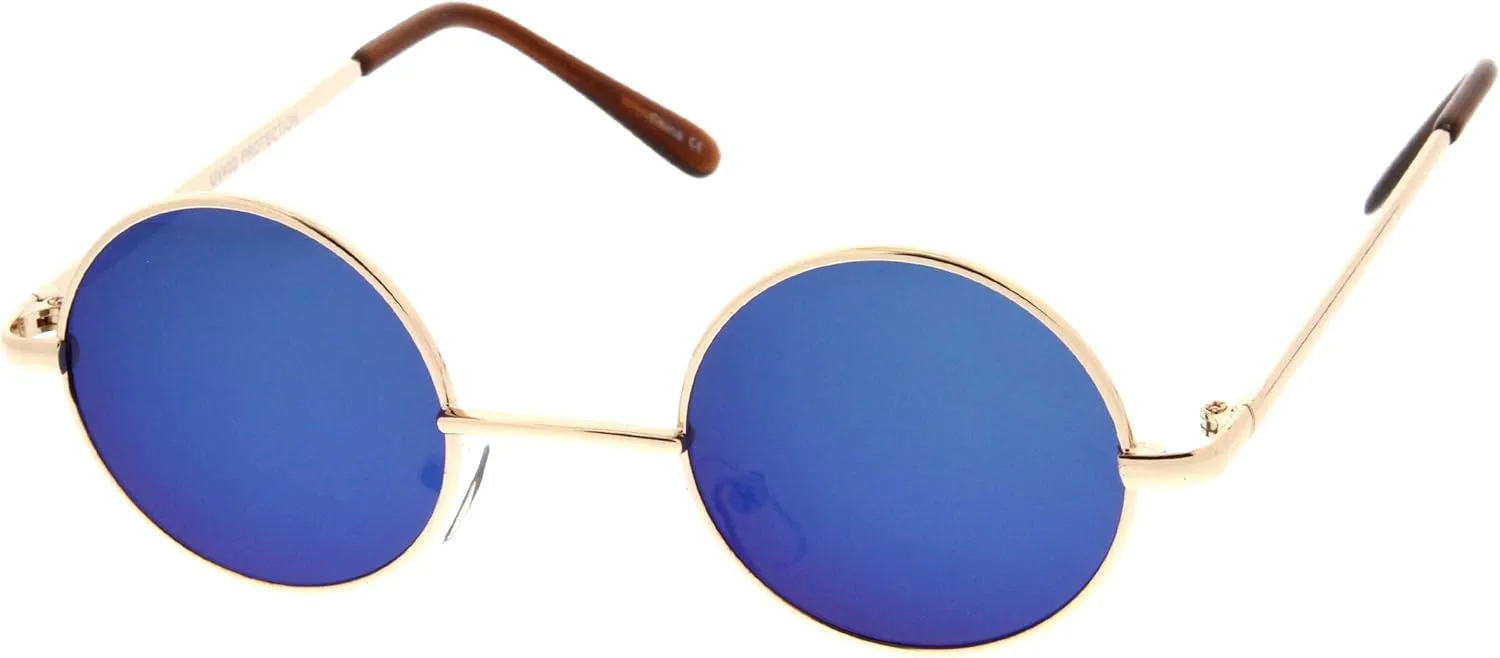 zeroUV - Retro Round Sunglasses for Men Women with Color Mirrored Lens Glasses 1409