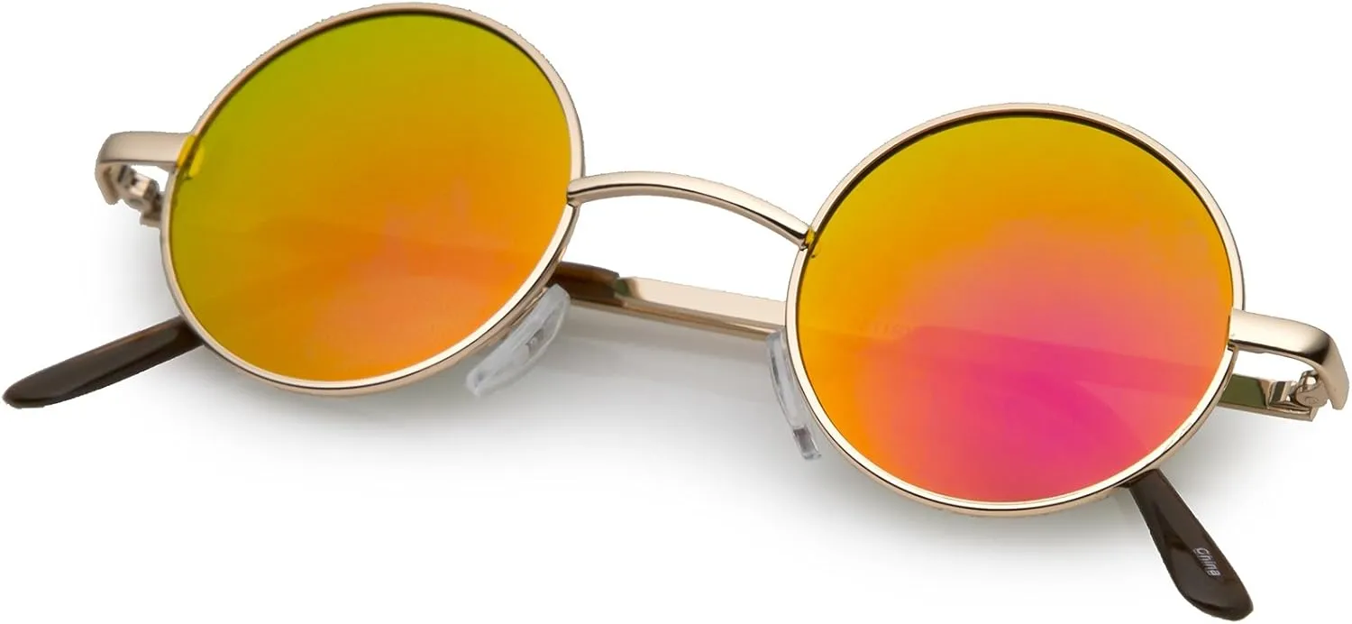 zeroUV - Retro Round Sunglasses for Men Women with Color Mirrored Lens Glasses 1409