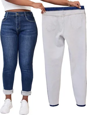 zsangbee Women's Plus Size Fleece Lined Jeans Winter Thermal Skinny Flannel Lined Denim Jean