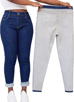 zsangbee Women's Plus Size Fleece Lined Jeans Winter Thermal Skinny Flannel Lined Denim Jean